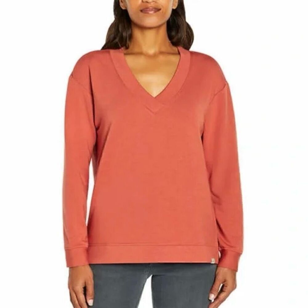 ORVIS V-Neck Orange Sweatshirt Size M
